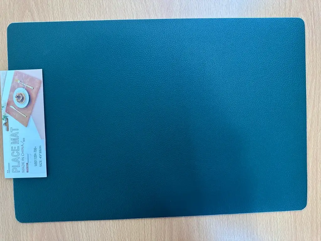 ON-5627 – Rectangular PVC Placemat (Emerald Green / Dark Gray, Dual-Sided)