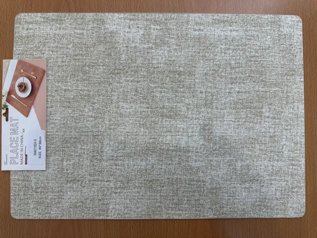 ON-5628 – Rectangular PVC Placemat (Beige Woven Fabric Look)