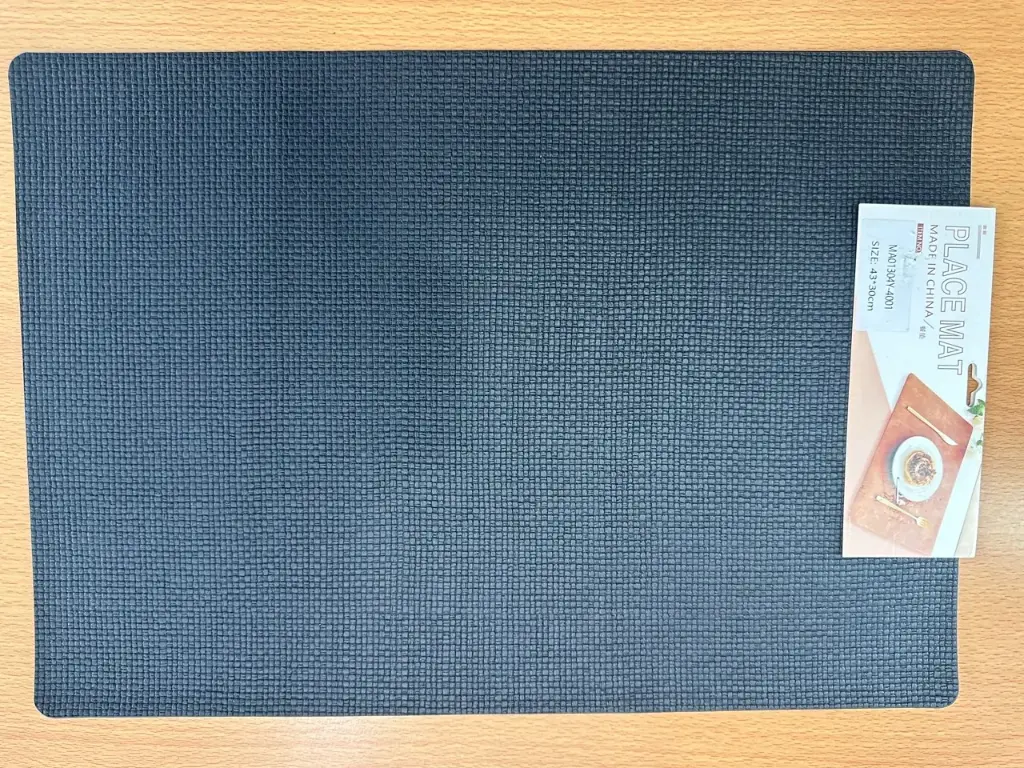 ON-5631 – Rectangular PVC Placemat (Black with Subtle Geometric Texture) 