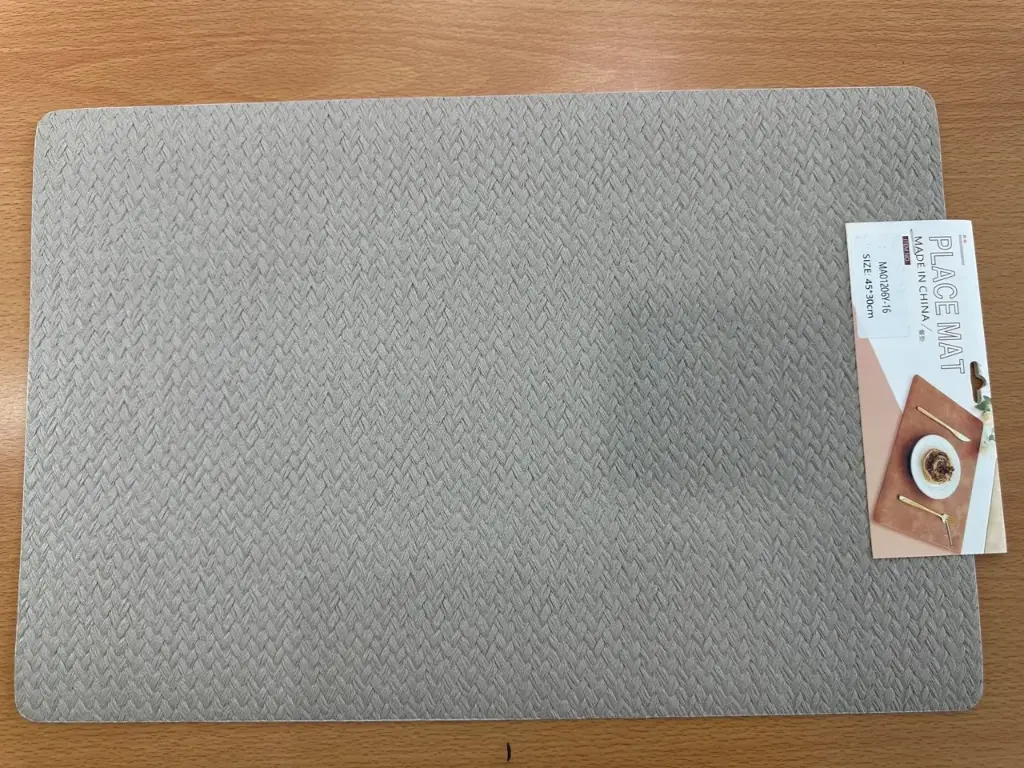 ON-5632 – Rectangular PVC Placemat (Light Gray Woven Texture)