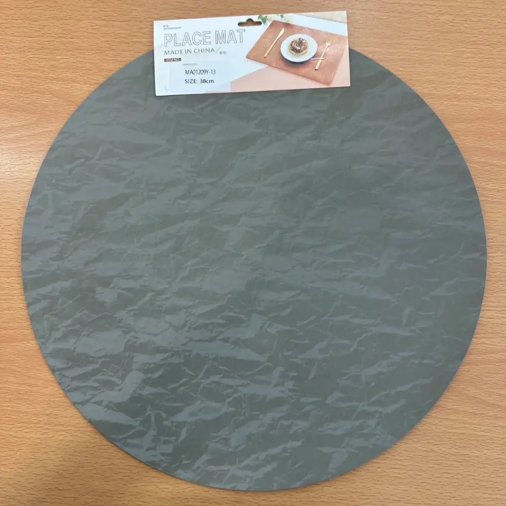 ON-5642- Round PVC Placemat – Textured Slate Gray Finish