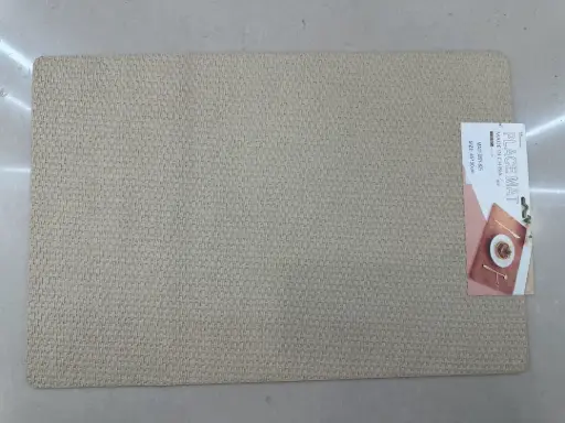 ON-5603 Rectangular PVC Placemat – Beige Woven Texture