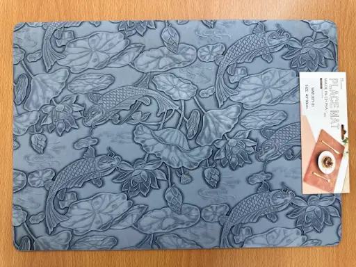 ON-5609 – Rectangular PVC Placemat (Blue Koi & Lotus Pattern)