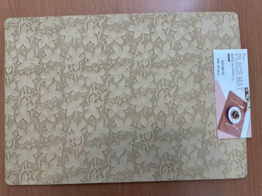 ON-5610 – Rectangular PVC Placemat (Beige Floral Vine Pattern)