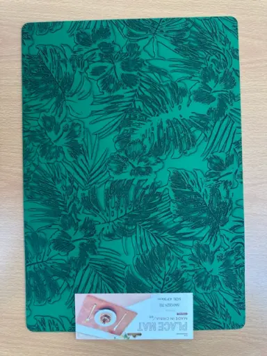 ON-5611 – Rectangular PVC Placemat (Green Tropical Leaf Pattern)