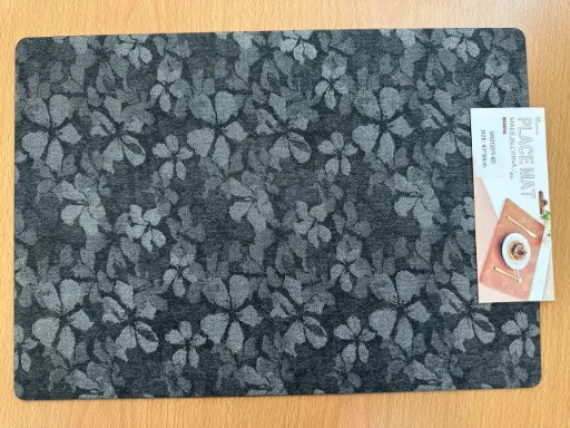 ON-5612 – Rectangular PVC Placemat (Black Clover Floral Pattern)