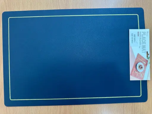 ON-5617 – Rectangular PVC Placemat (Navy with Gold Border & Yellow Backing) 