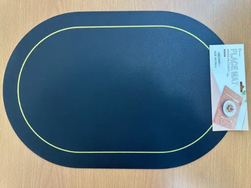 ON-5618 – Oval PVC Placemat (Navy with Gold Border & Red Backing)