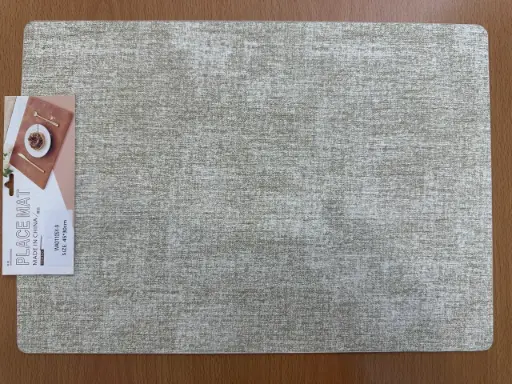 ON-5628 – Rectangular PVC Placemat (Beige Woven Fabric Look)
