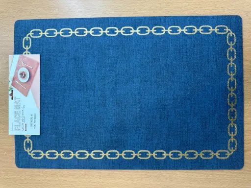 ON-5630 – Rectangular PVC Placemat (Royal Blue with Gold Chain Border)