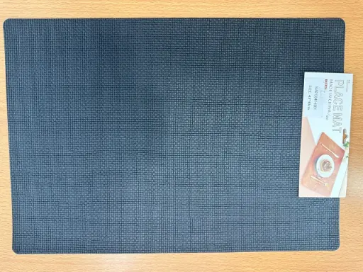 ON-5631 – Rectangular PVC Placemat (Black with Subtle Geometric Texture) 