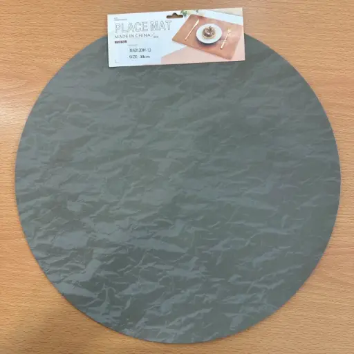 ON-5642- Round PVC Placemat – Textured Slate Gray Finish